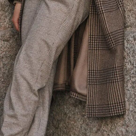 Ralph Lauren Collection ~ Fall 21 Isla Truffle & Morel Glen Plaid Wool Top Coat - Picture 6 of 17